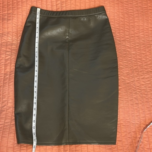 AS by DF Recycled Leather pencil skirt Desert Olive, size Medium - Picture 14 of 15